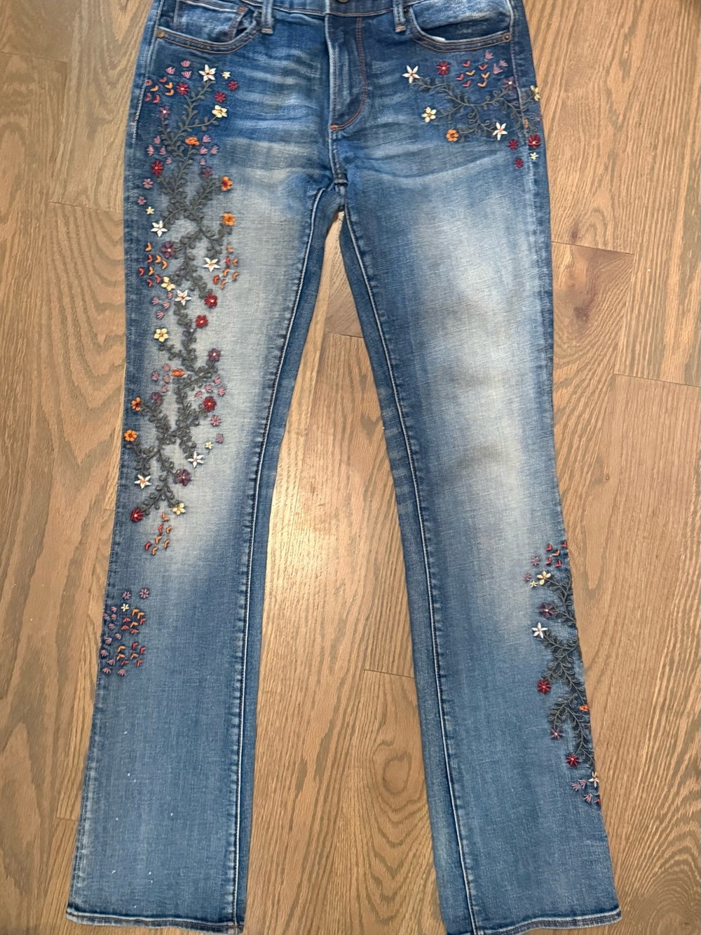 DRIFTWOOD Blue Embroidered Wide-Leg Jeans